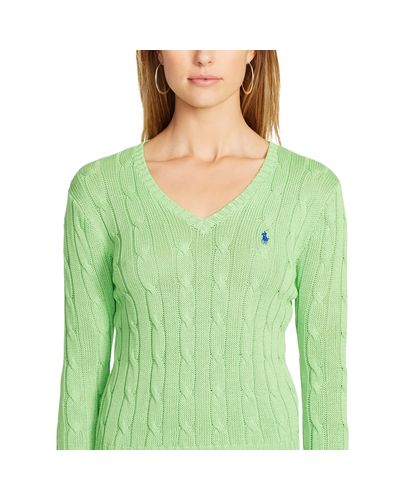 Lyst - Polo Ralph Lauren Cable V-neck Sweater in Green
