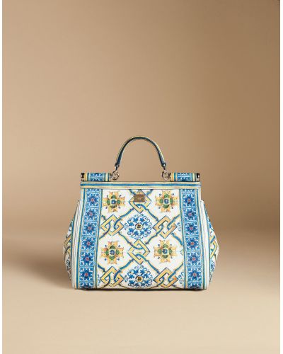 medium sicily bag in printed dauphine calfskin