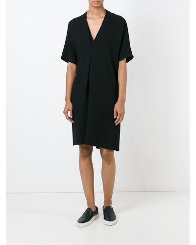 Vince Double V-neck Dress in Black - Lyst