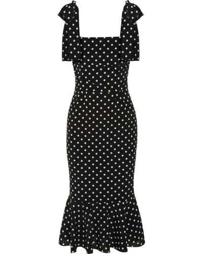 Dolce & Gabbana Polka Dotprint Stretchsilk Dress in Black - Lyst