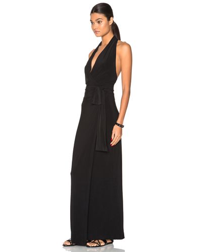 Norma Kamali Synthetic Halter Wrap Dress in Black | Lyst