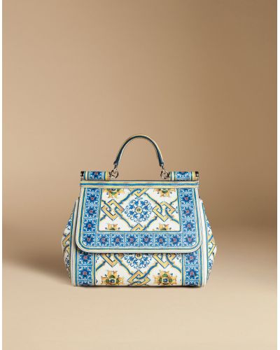 medium sicily bag in printed dauphine calfskin