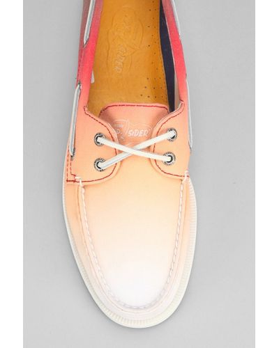 orange sperry boat shoes
