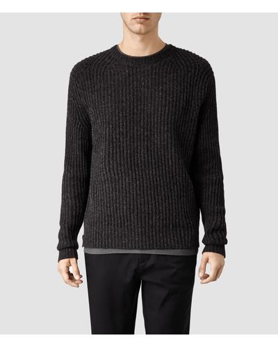 AllSaints Anjou Crew Sweater in Cinder Marl (Gray) for Men - Lyst