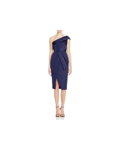 navy one shoulder dress