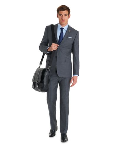 Ted Baker Tailored Fit Grey with Purple Stripes Suit - Blue