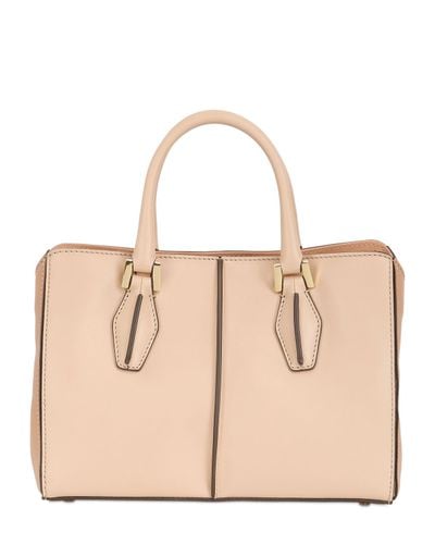 Tod's Dcube Two Tone Leather Shopping Bag in Pink/Tan (Natural) - Lyst