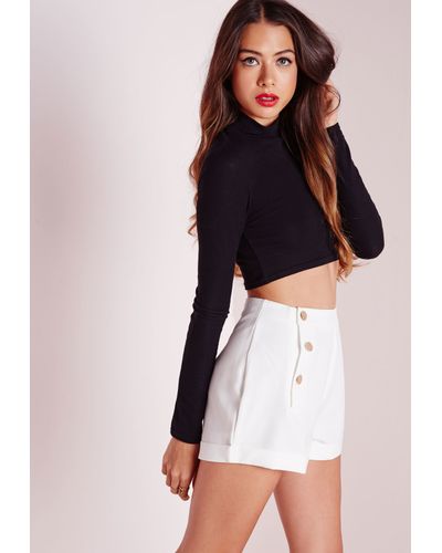 White shorts gold buttons Clearance
