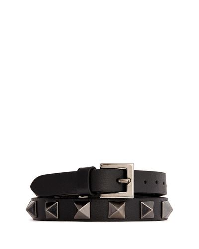 Valentino 'rockstud Noir' Double Wrap Leather Bracelet in Black - Lyst