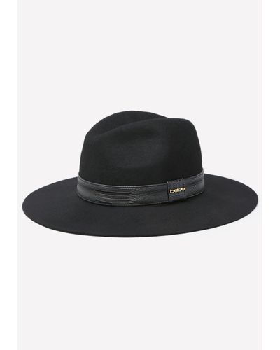 Bebe Exotic Trim Panama Hat In Black Lyst