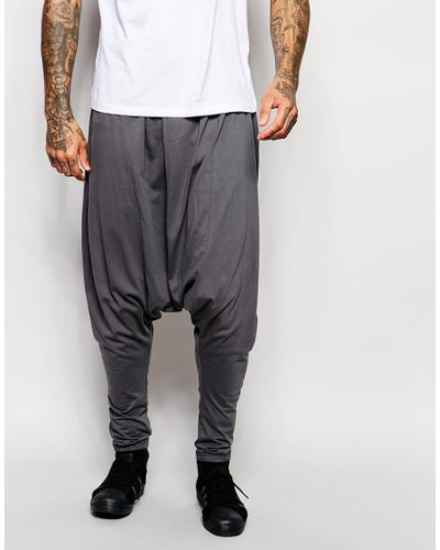 ASOS Extreme Drop Crotch Joggers In Charcoal in Gray for Men | Lyst
