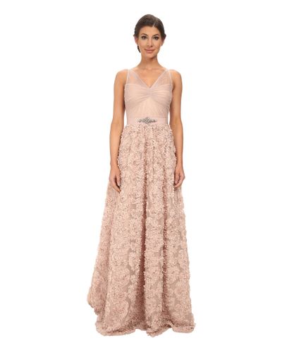 Adrianna Papell Womens Sleevless Tuille Chiffon Petal Gown Formal  foretadrenaline.com