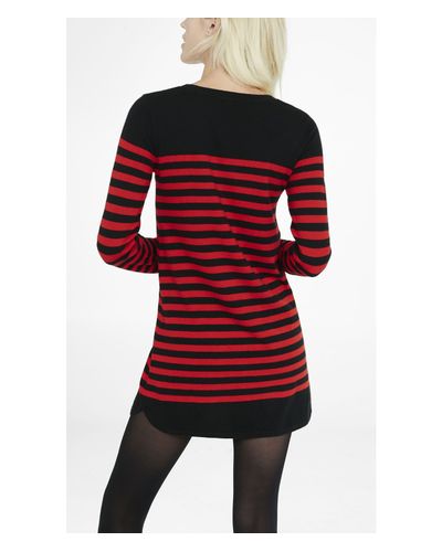 red and black striped sweater dress