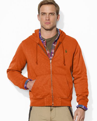 Ralph Lauren Polo Fullzip Fleece Hoodie in Orange for Men - Lyst