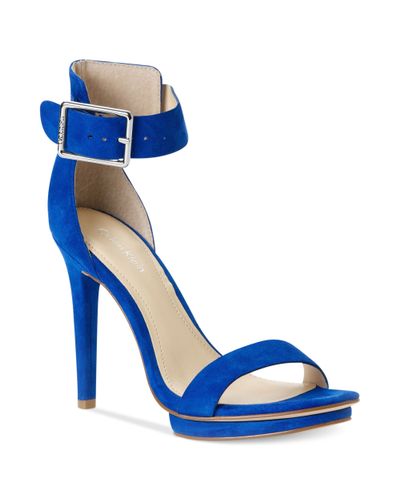Calvin Klein Vivian Sandal in Blue Suede (Blue) | Lyst