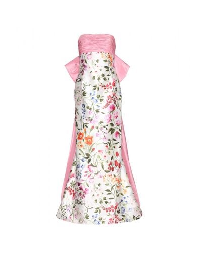Oscar de la Renta English Garden Mikado Bow Back Gown - Pink