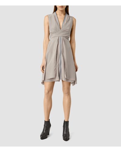 all saints grey silk dress
