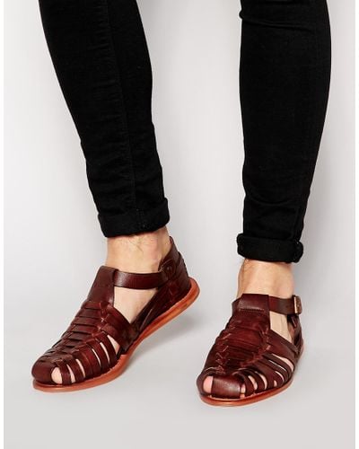 ASOS Fisherman Sandals In Leather in Brown for Men - Lyst