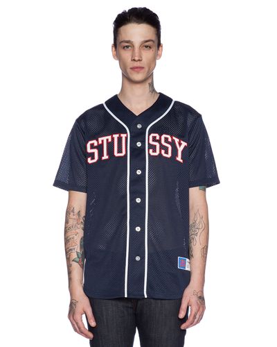 Stussy Mesh Baseball Jersey in Navy (Blue) for Men - Lyst