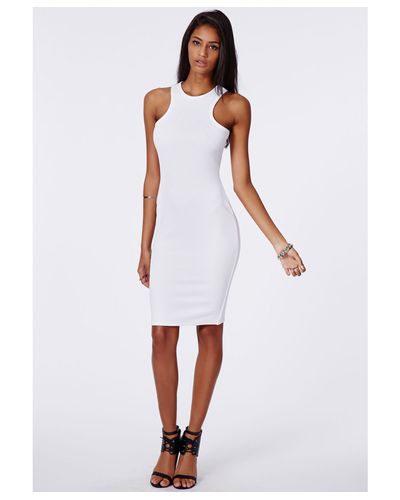 Missguided Zara Ribbed Racer Midi Dress ...