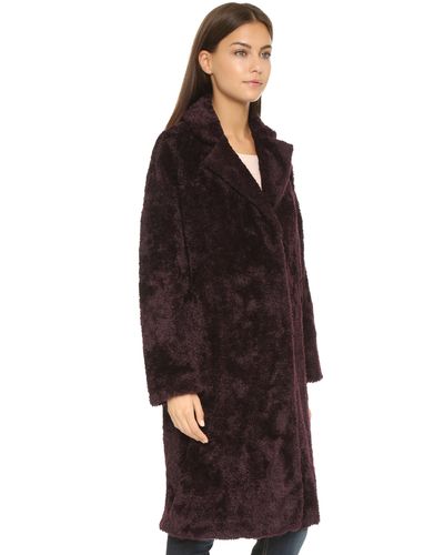 Whistles Teddie Faux Fur Cocoon Coat Bordeaux In Purple Lyst Whistles Teddie Faux Fur Cocoon Coat, Cocoon Longline Faux Fur Teddy Coat