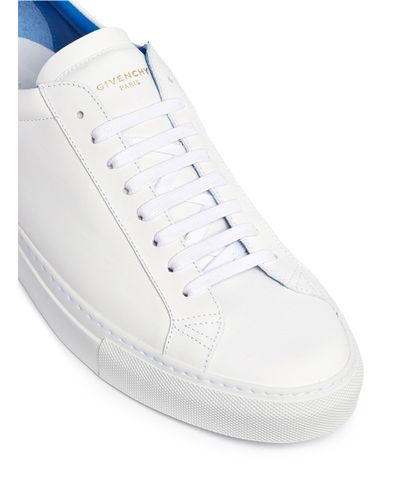 Givenchy 'urban Street' Knot Collar Leather Sneakers in White/Blue (White)  - Lyst