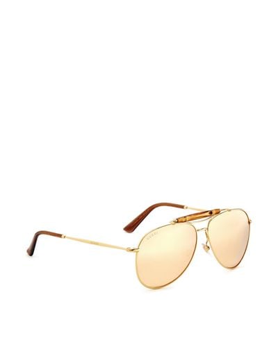 Gucci Bamboo Gold Plated Aviator Sunglasses in Metallic for Men - Lyst