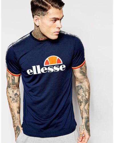 Ellesse T-Shirt With Shoulder Taping in Navy (Blue) for Men - Lyst