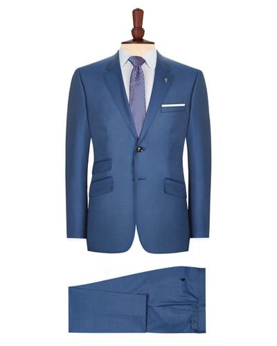 Ted Baker Tailored Fit Light Blue Sharkskin Endurance Suit