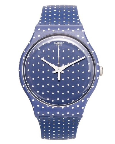 Swatch Unisex Swiss For The Love Of K White Polka Dot Blue Silicone Strap  Watch 41mm Suon106 | Lyst