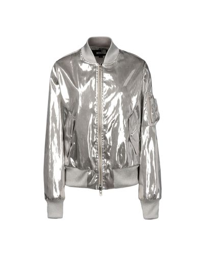 Love Moschino Sequin Zipped Jacket in Silver (Metallic) | Lyst
