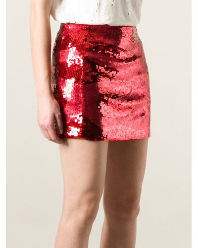 Custommade• Sequin Mini Skirt in Red 
