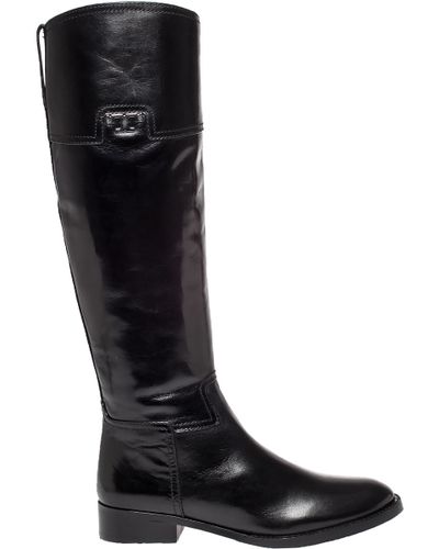 Tory Burch Leather Wembley Riding Boots in Black Leather (Black) | Lyst