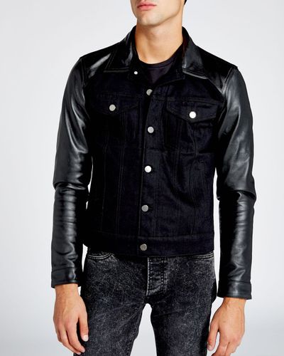 men's leather denim jacket