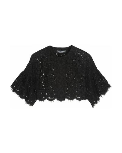 Dolce & Gabbana Cropped Cottonblend Lace Jacket in Black - Lyst