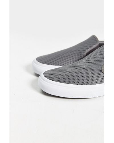 gray leather slip on vans