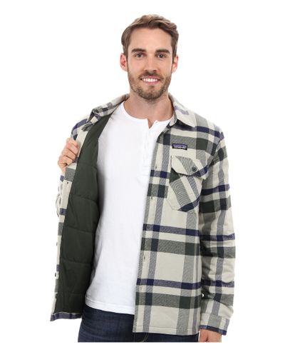 Patagonia Insulated Fjord Flannel Jacket In Gray For Men Lyst