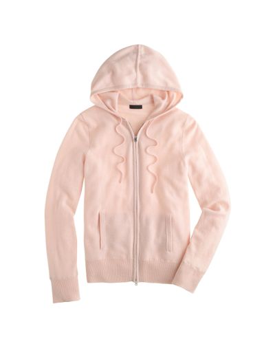 J.Crew Collection Cashmere Zip-Front Hoodie - Pink