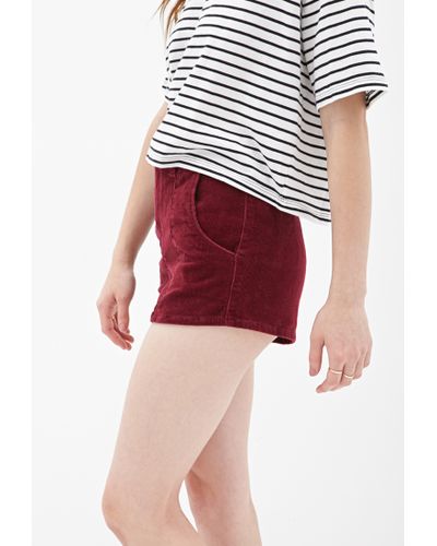 purple corduroy shorts