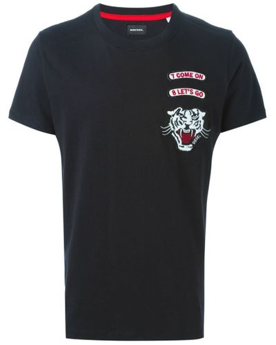 DIESEL Tiger Patch T-shirt in Black for Men | Lyst