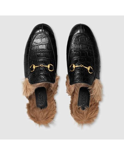 Princetown leather sandals Gucci Black size 38 EU in Leather - 20643176