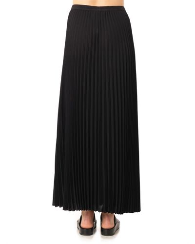 Sea Sunray Pleated Maxi Skirt in Black 