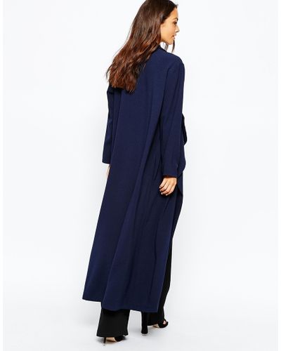 navy waterfall duster coat
