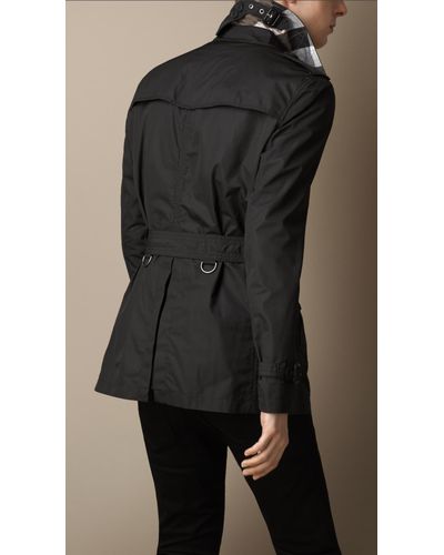 men's short black trench coat