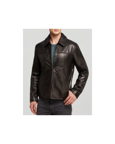 Cole Haan Leather Smooth Lamb Jacket in Black for Men | Lyst