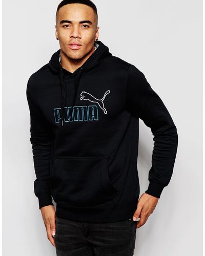 PUMA Hoodie With Large Logo in Black for Men - Lyst