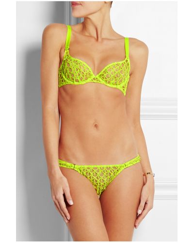 område foran Blå Agent Provocateur Axis Guipure Lace And Tulle Briefs - Lyst