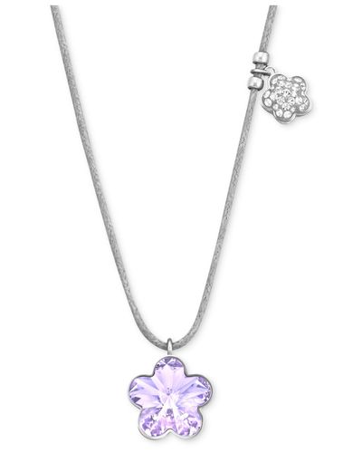 Swarovski Rhodium-Plated Violet Flower Crystal Pendant Necklace in Purple -  Lyst