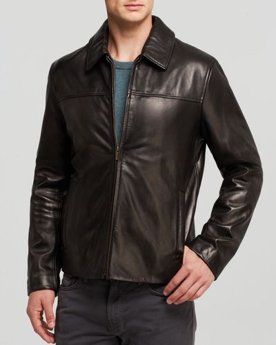 Cole Haan Leather Smooth Lamb Jacket in Black for Men | Lyst