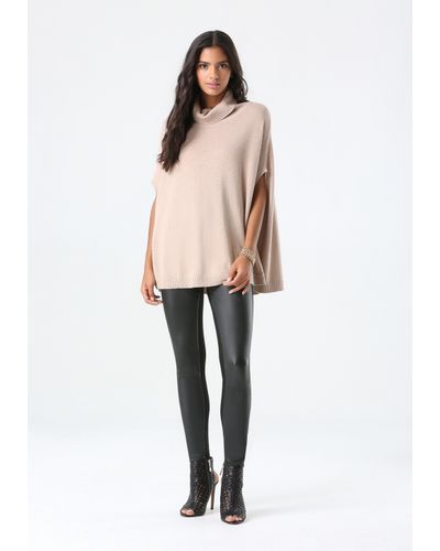 Bebe Mock Neck Pullover Sweater In Heather Taupe Brown Lyst